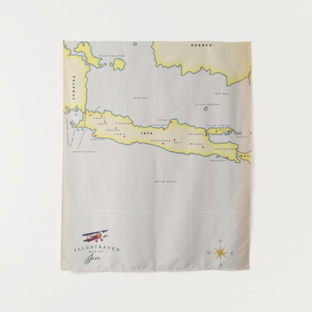 Illustrierte Java-Karte. Wandteppich (Vorderseite)