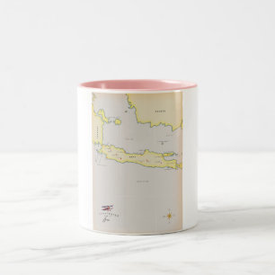 Illustrierte Java-Karte. Zweifarbige Tasse