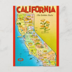 Illustrierte Kalifornien Postkarte