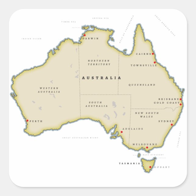 Illustrierte Karte Australiens Quadratischer Aufkleber (Vorderseite)