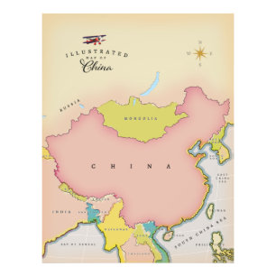 Illustrierte Karte der China Fotodruck