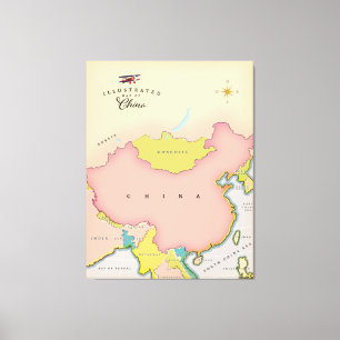 Illustrierte Karte der China Leinwanddruck