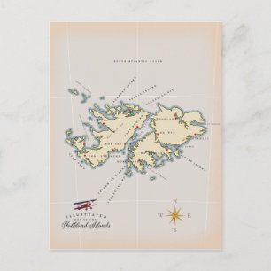 Illustrierte Karte der Falklandinseln.
