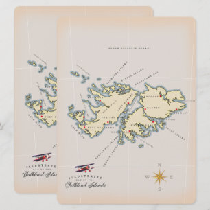 Illustrierte Karte der Falklandinseln.