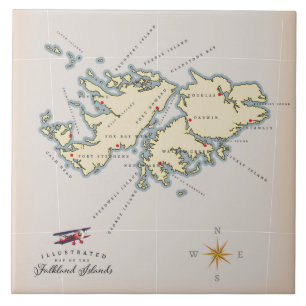 Illustrierte Karte der Falklandinseln. Fliese
