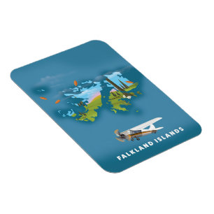 Illustrierte Karte der Falklandinseln Magnet