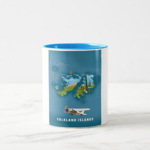 Illustrierte Karte der Falklandinseln Zweifarbige Tasse
