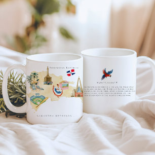 Illustrierte Karte Dominikanische Republik   Monog Kaffeetasse