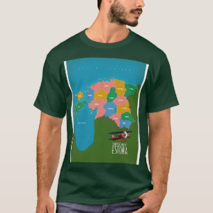 Illustrierte Karte Estlands T-Shirt