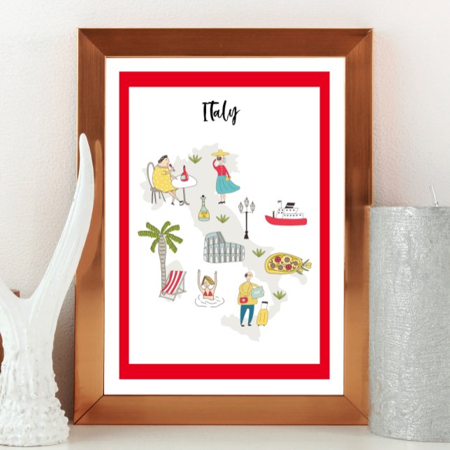 Illustrierte Karte für Italien Poster (Von Creator hochgeladen)