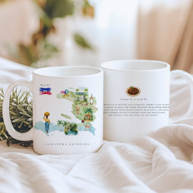 Illustrierte Karte für Wasserfarben in Haiti | Mon Kaffeetasse (Von Creator hochgeladen)