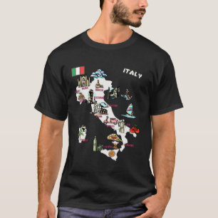 Illustrierte Karte Italiens markiert die großen St T-Shirt