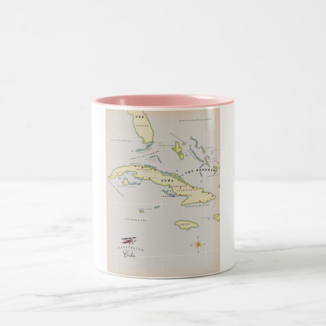 Illustrierte Karte Kubas Zweifarbige Tasse (Mittel)