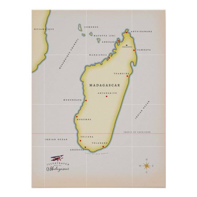 Illustrierte Karte Madagaskars Poster (Vorderseite)
