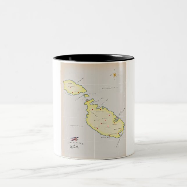 Illustrierte Karte Maltas Zweifarbige Tasse (Mittel)