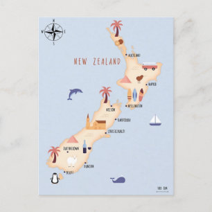 Illustrierte Karte Neuseelands