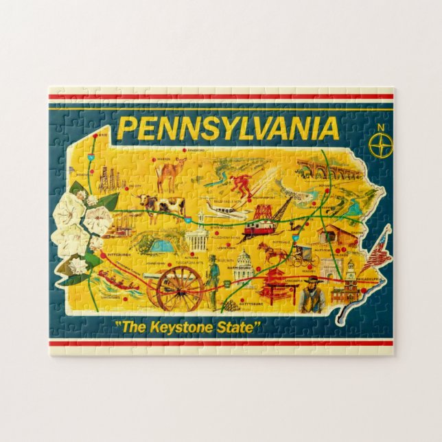 Illustrierte Karte Pennsylvania 11x14 (Horizontal)