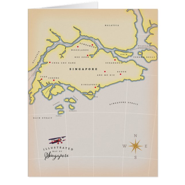 Illustrierte Karte Singapurs (Vorderseite)