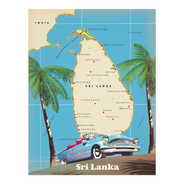 Illustrierte Karte Sri Lankas Fotodruck (Vorne)