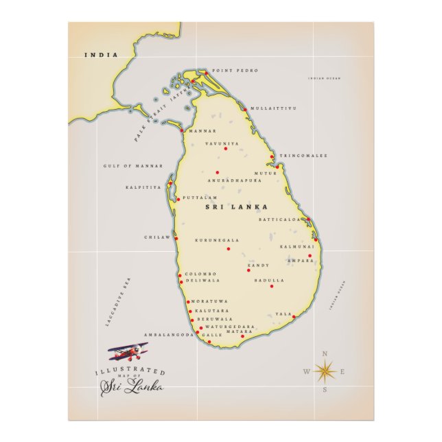 Illustrierte Karte Sri Lankas Fotodruck (Vorne)