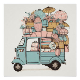 Illustrierte Karte "Tuk-tuk Flucht Böhmen" Poster