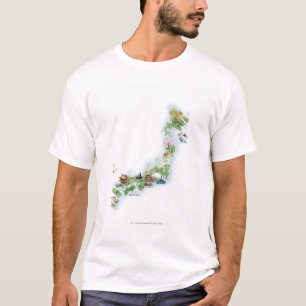 Illustrierte Karte von altem Japan T-Shirt