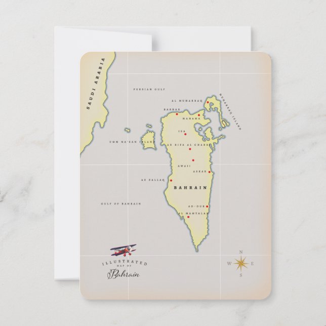 Illustrierte Karte von Bahrain (Rückseite)