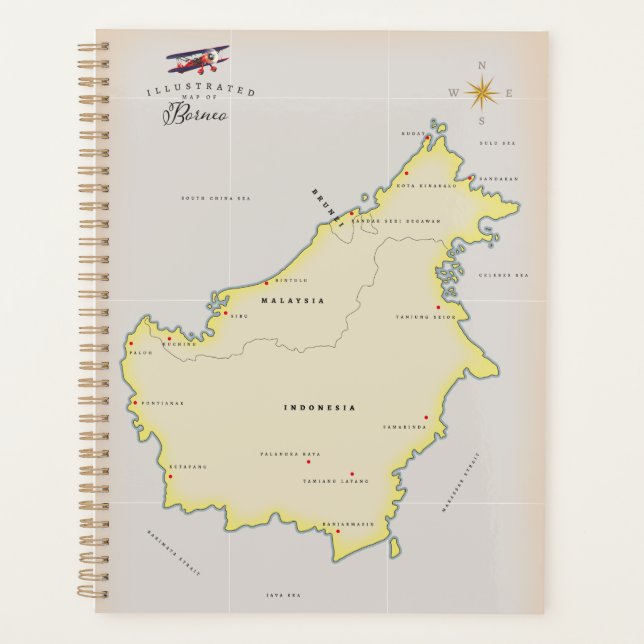 Illustrierte Karte von Borneo Planer (Vorderseite)