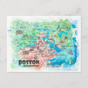 Illustrierte Karte von Boston Massachusetts USA 