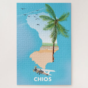 Illustrierte Karte von Chios Griechenland.