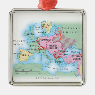 Illustrierte Karte von Europa Ornament Aus Metall