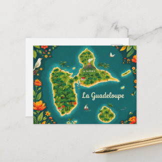 Illustrierte Karte von Guadeloupe – Tropische Inse