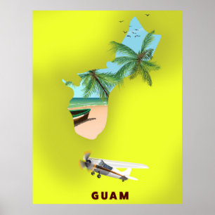 Illustrierte Karte von Guam als Reiseposter Poster