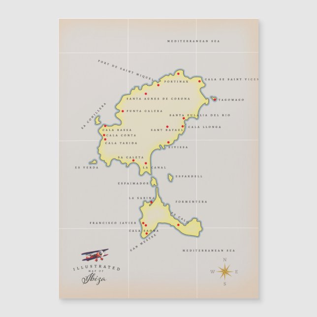 Illustrierte Karte von Ibiza (Vorderseite)