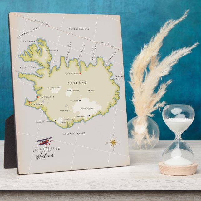 Illustrierte Karte von Island Fotoplatte (Seite)