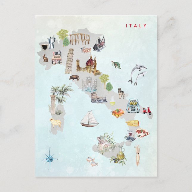 Illustrierte Karte von Italien Art (Vorderseite)