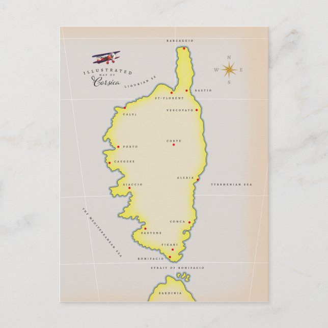 Illustrierte Karte von Korsika (Vorderseite)