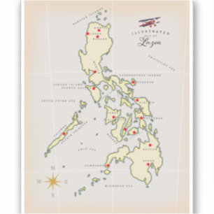 Illustrierte Karte von Luzon Philippinen Karte Aufkleber
