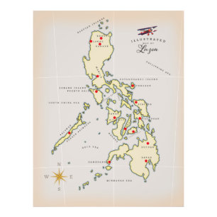 Illustrierte Karte von Luzon Philippinen Karte Fotodruck