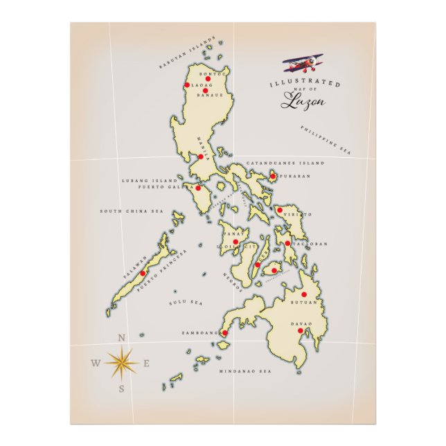 Illustrierte Karte von Luzon Philippines Fotodruck (Vorne)