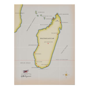 Illustrierte Karte von Madagaskar Poster