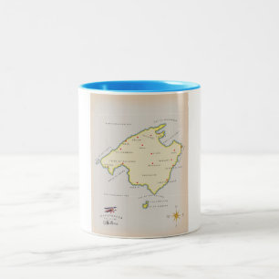 Illustrierte Karte von Mallorca Zweifarbige Tasse