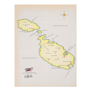 Illustrierte Karte von Malta Fotodruck