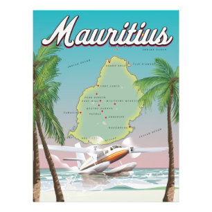 Illustrierte Karte von Mauritius Fotodruck
