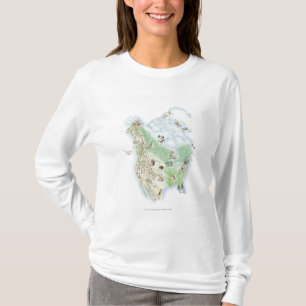 Illustrierte Karte von Nordamerika T-Shirt