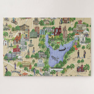 Illustrierte Karte von Oakland, Merritt-Puzzle-See