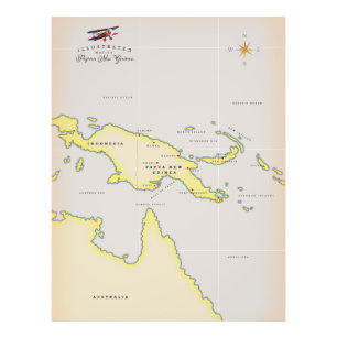 Illustrierte Karte von Papua-Neuguinea Fotodruck