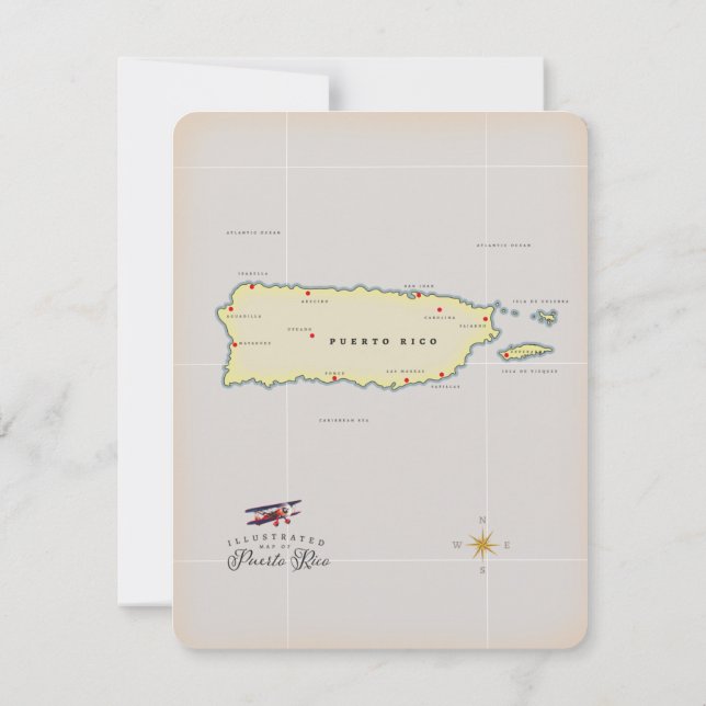 Illustrierte Karte von Puerto Rico. (Rückseite)