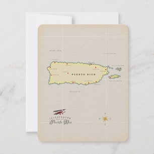 Illustrierte Karte von Puerto Rico.