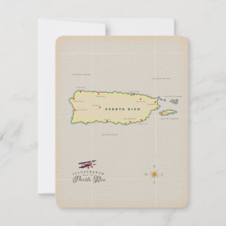 Illustrierte Karte von Puerto Rico.
